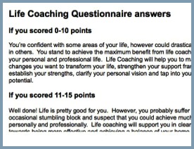 Life Coaching questionnaire - answers